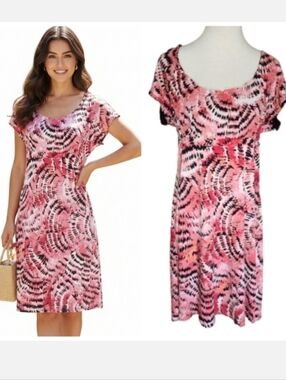 Axcess short sleeve summer dress Coral Black White women's size extra large XL